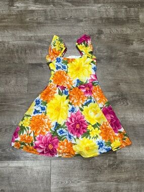 Janie And Jack Yellow Multicolor Floral Puff Sleeve Peplum Top Toddler Girls 8